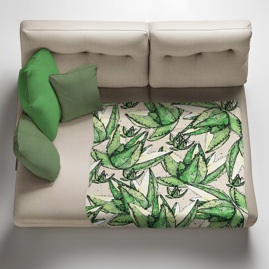 Aloe Vera Plant Pattern Light Weight Fleece Blanket By Mark van Vuuren