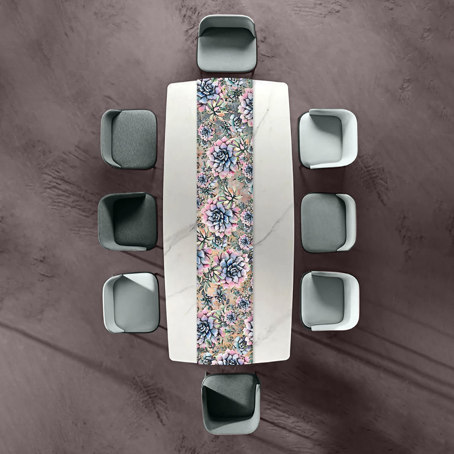 Blue & Pink Flower Pattern Table Runner By Mark van Vuuren