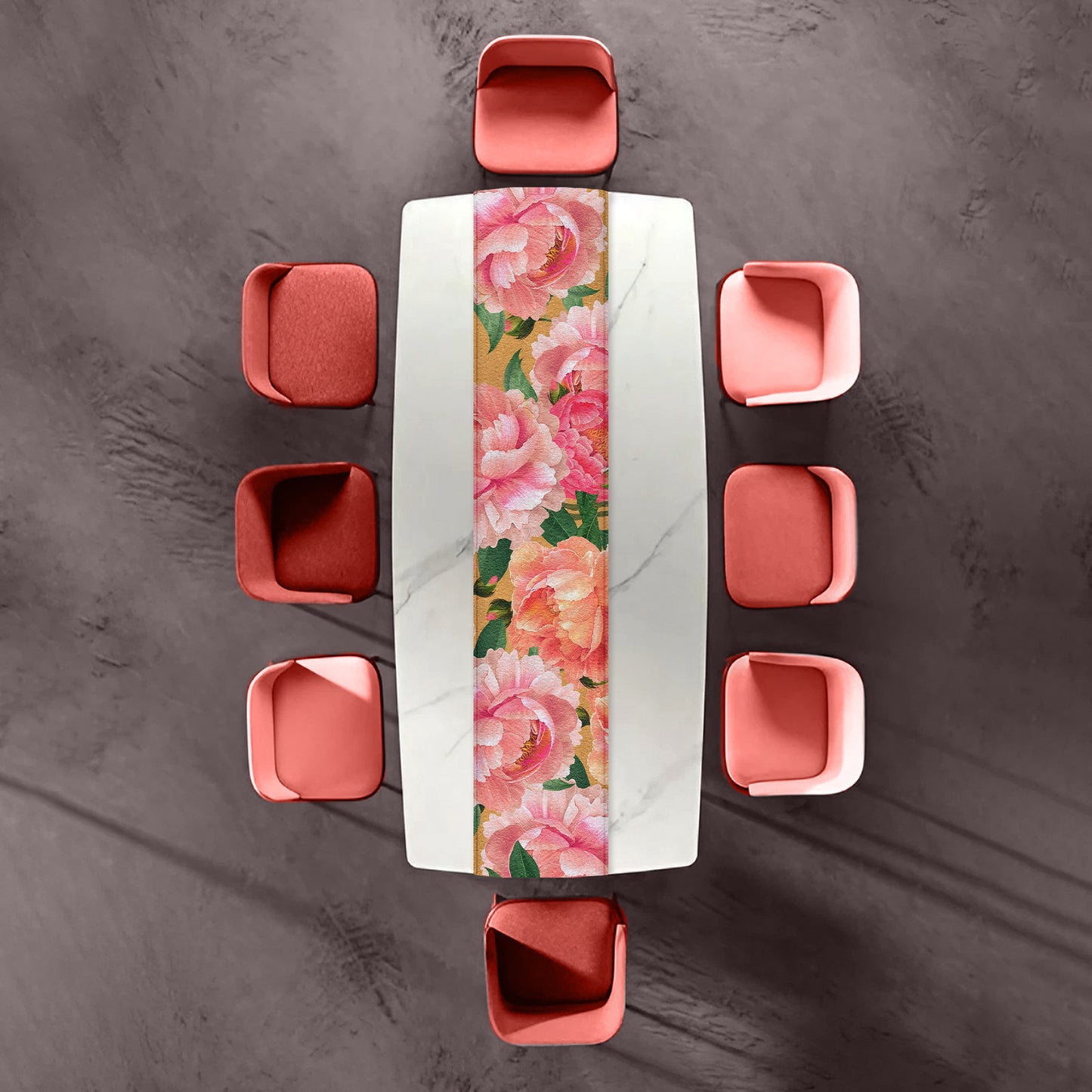 Pink and Peach Waterpainted Peonies Table Runner By Mark van Vuuren