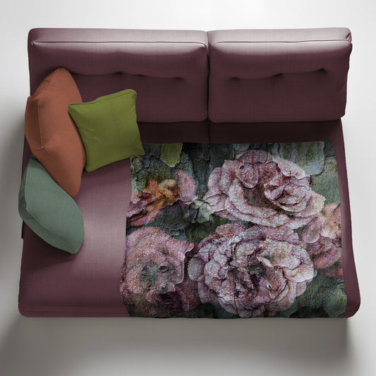 Vintage Purple Roses Light Weight Fleece Blanket By Mark van Vuuren