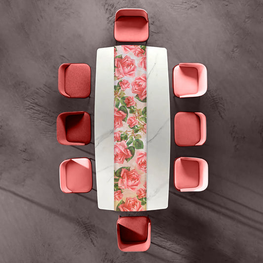 Square Pattern Painted Flowers Table Runner By Mark Van Vuuren