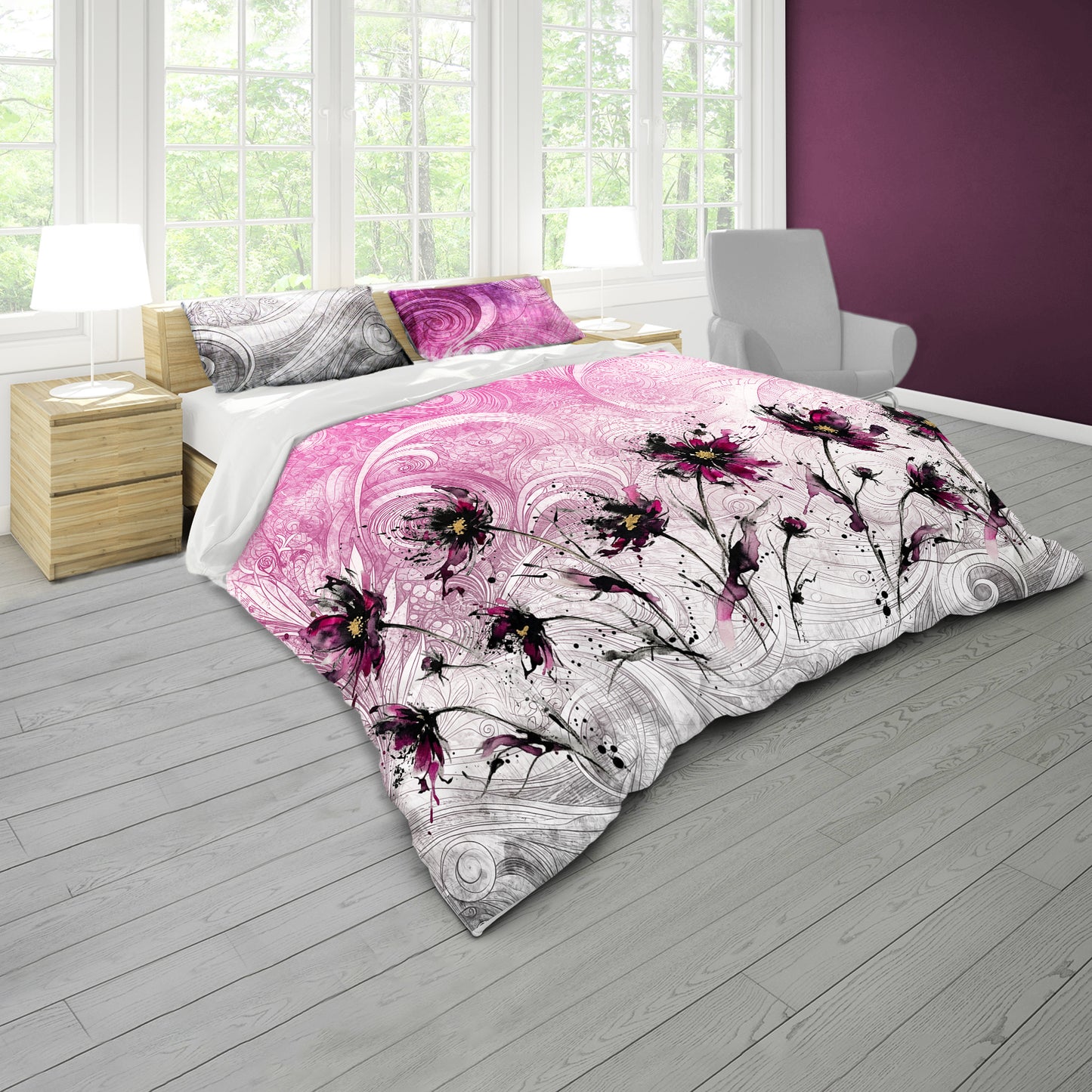Magenta Ink Cosmos Duvet Cover Set