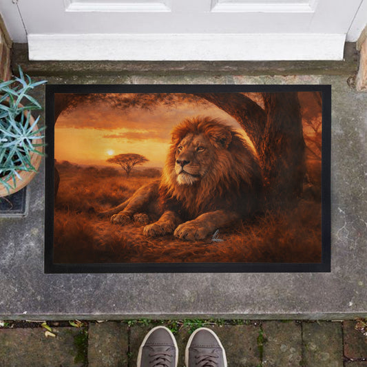 Majestic African Lion Door Mat by Nathan Pieterse