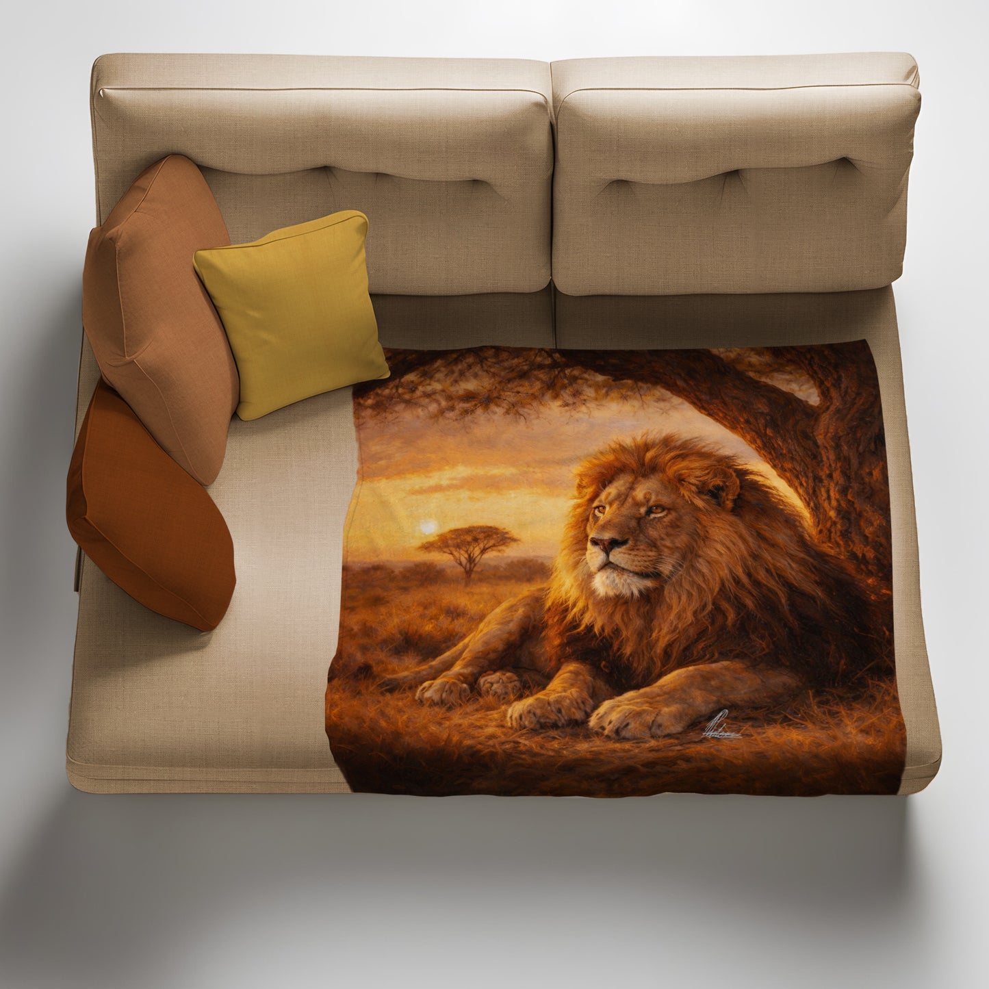 Majestic African Lion Light Weight Fleece Blanket by Nathan Pieterse
