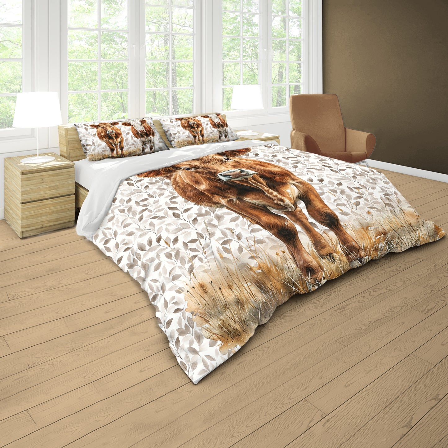 Majestic Brown Cow Duvet Cover Set by Mark van Vuuren