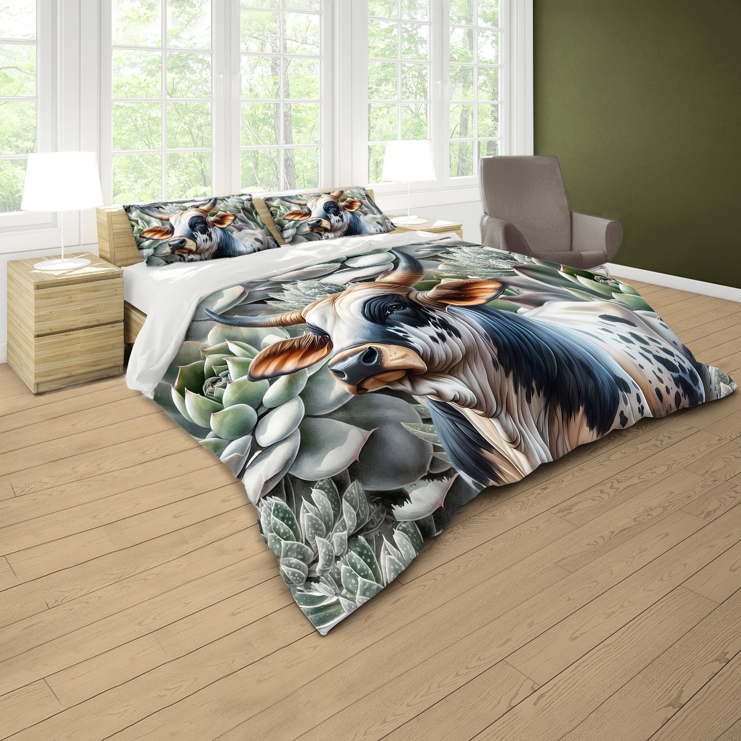 Majestic Succulent Nguni Duvet Cover Set by Mark van Vuuren