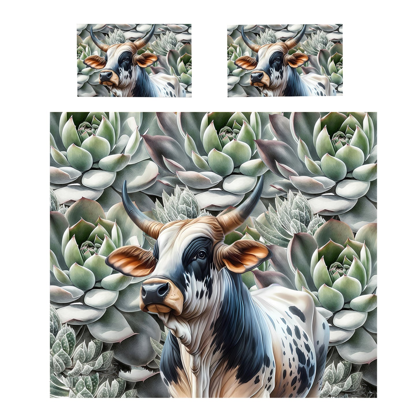 Majestic Succulent Nguni Duvet Cover Set by Mark van Vuuren