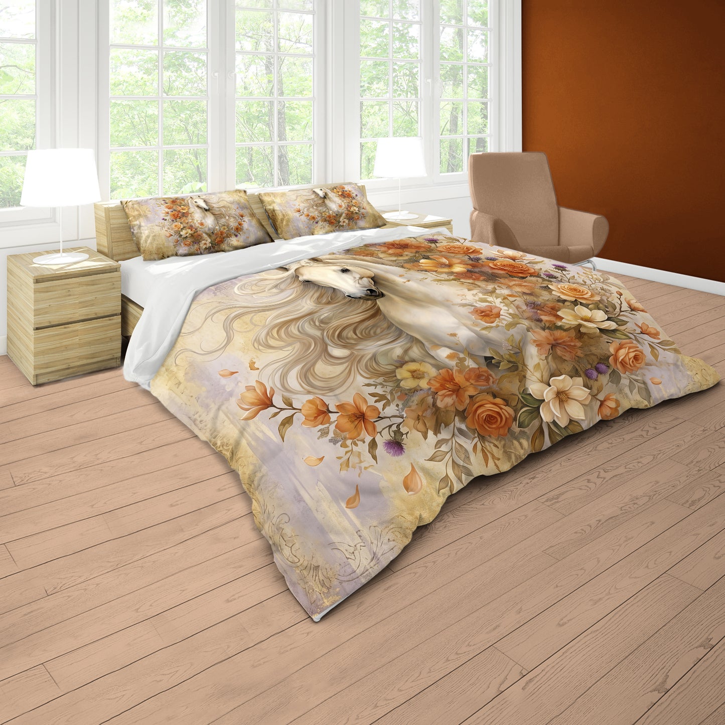 Majestic White Horse Duvet Cover Set