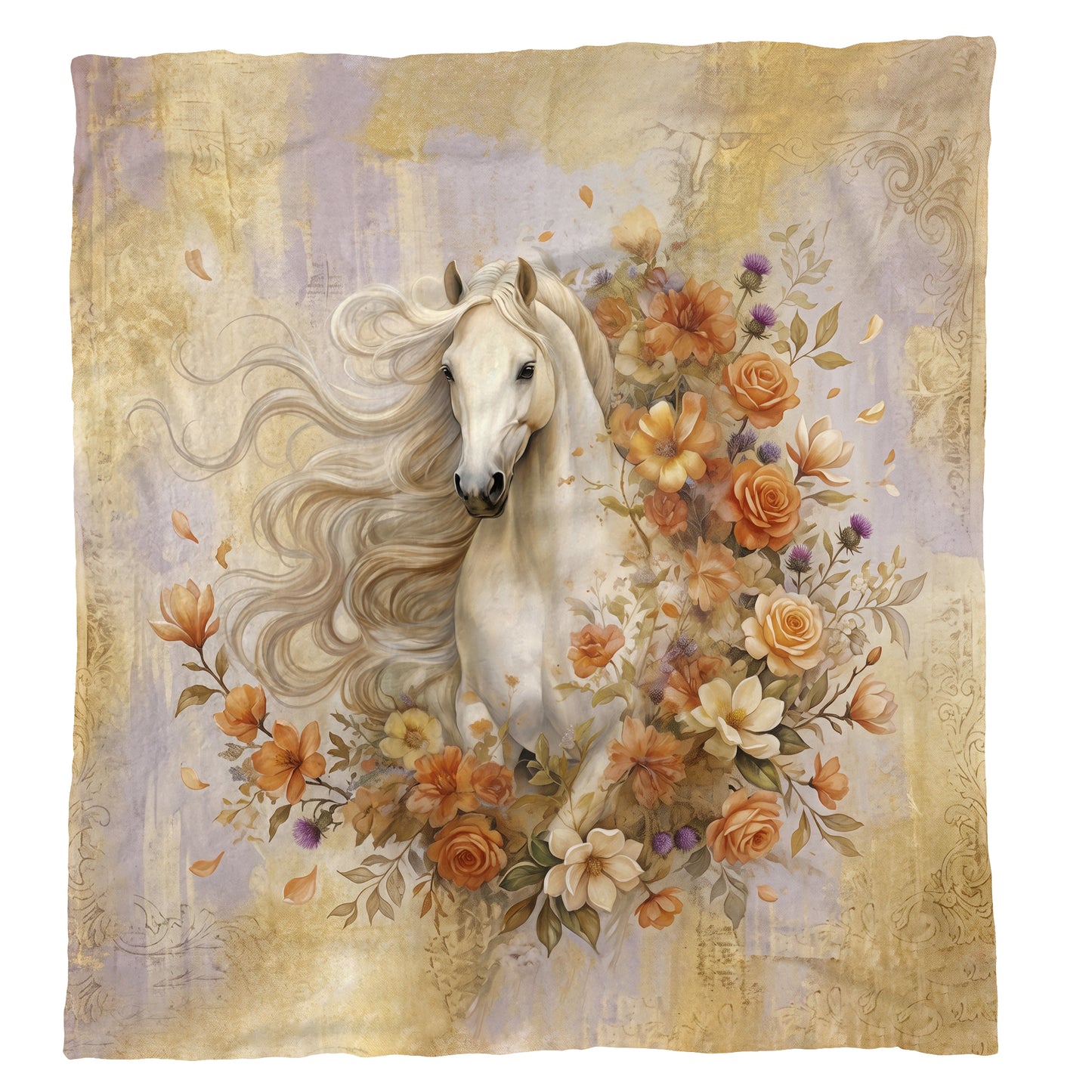 Majestic White Horse Light Weight Fleece Blanket