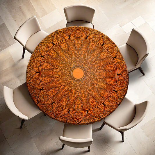 Mandala Sun Dance Round Tablecloth
