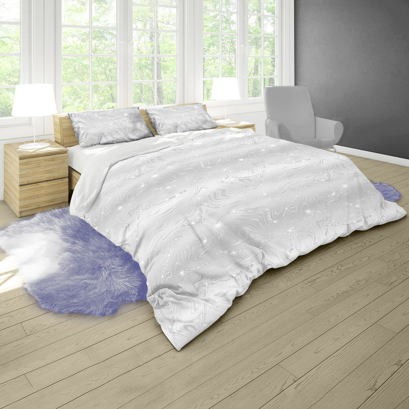 Marble Silver Veins Duvet Cover Set