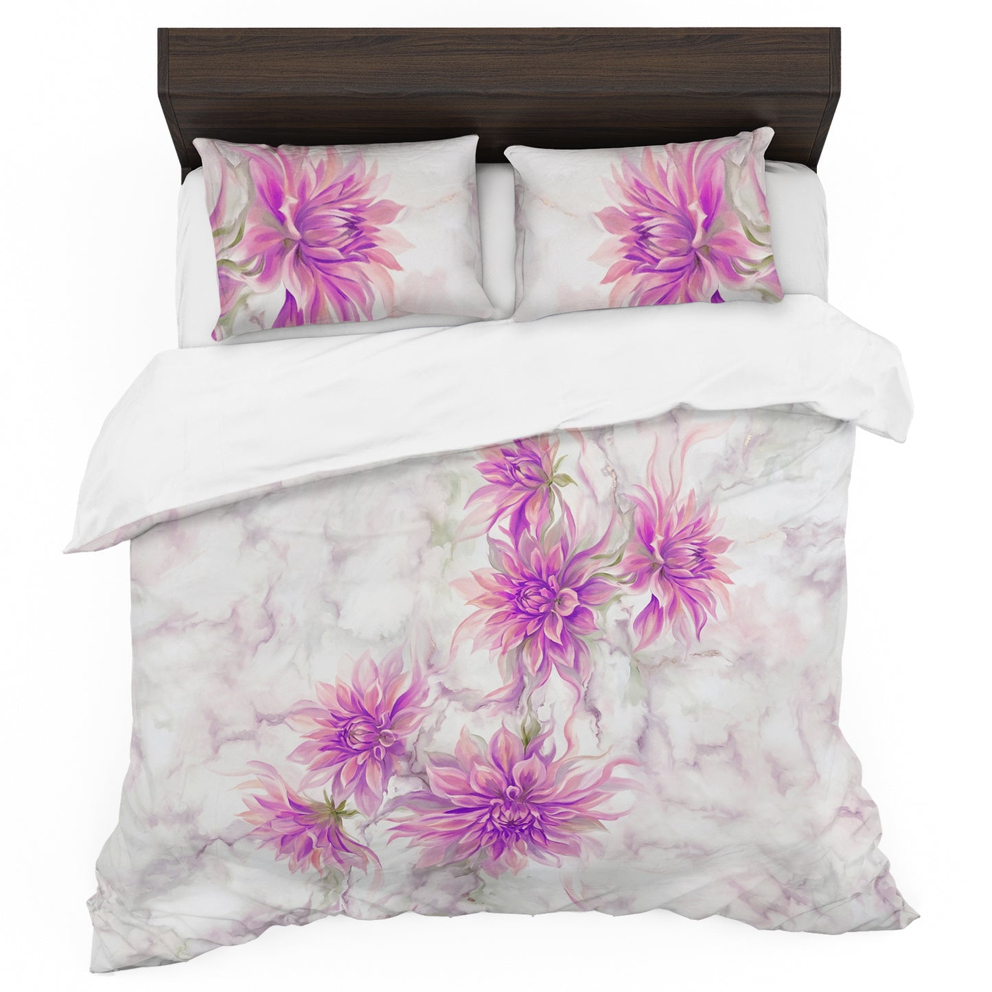 Marbled Dahlias Duvet Cover Set