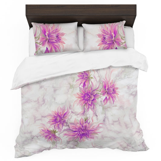 Marbled Dahlias Duvet Cover Set