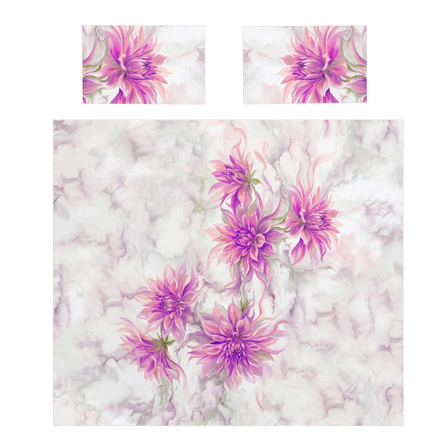 Marbled Dahlias Duvet Cover Set