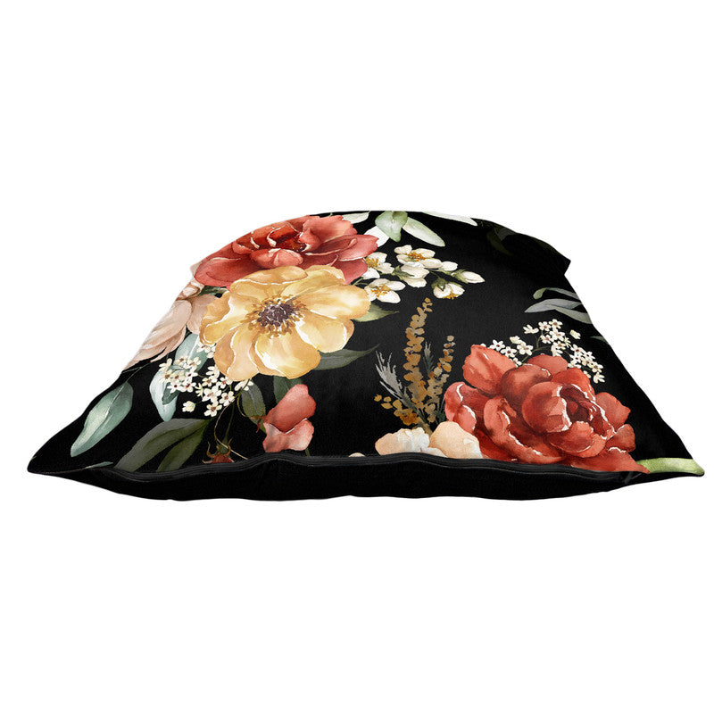 Maroon and Yellow Flower on Black Luxury Scatter by Mark van Vuuren