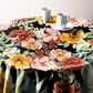 Maroon Yellow Flowers on Black Round Tablecloth by Mark van Vuuren