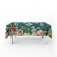 Maroon and Peach Tone Flowers On Green Rectangle Tablecloth by Mark van Vuuren