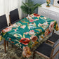Maroon and Peach Tone Flowers On Green Rectangle Tablecloth by Mark van Vuuren