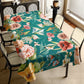 Maroon and Peach Tone Flowers On Green Rectangle Tablecloth by Mark van Vuuren