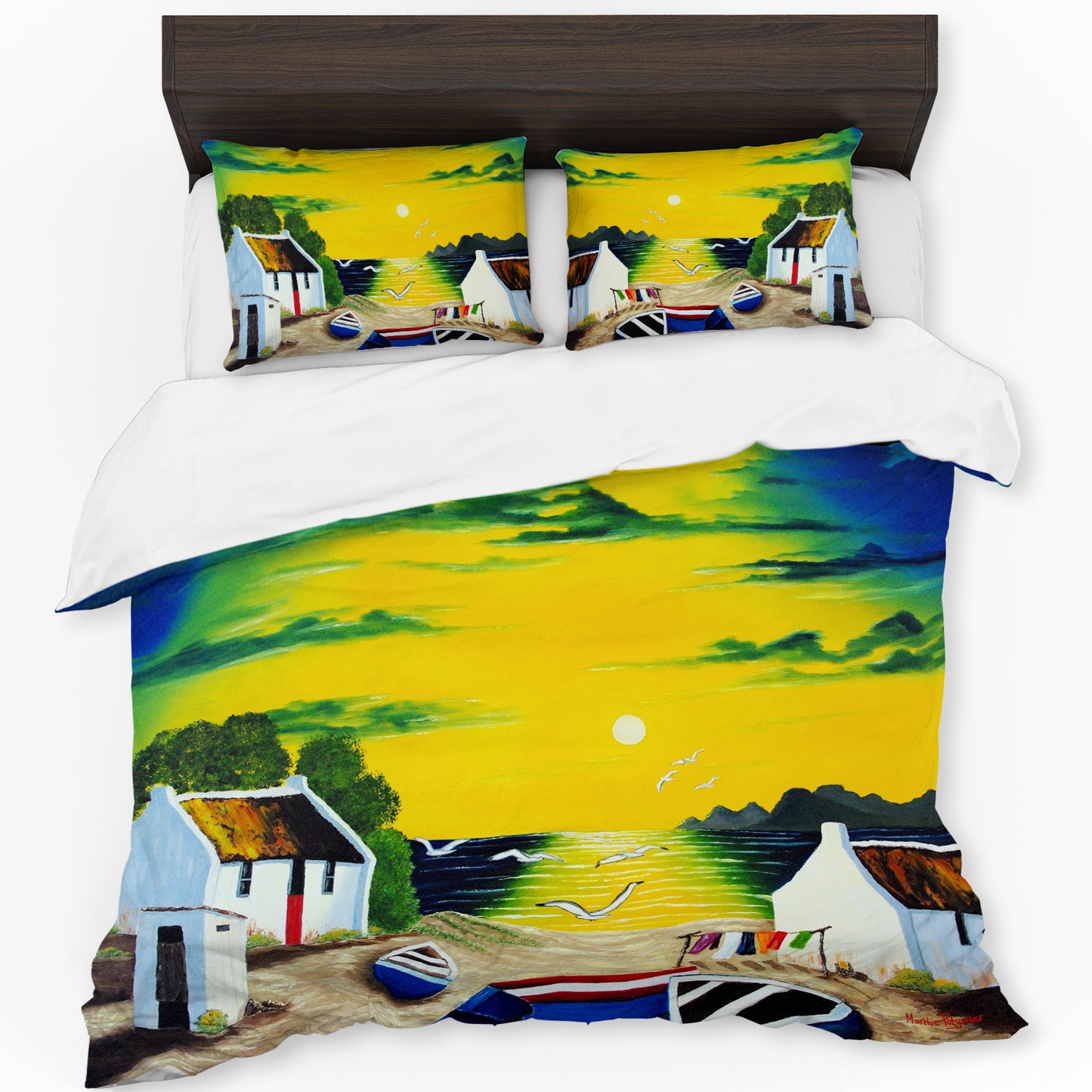Green and Yellow Sunrise By Marthie Potgieter Duvet Cover Set