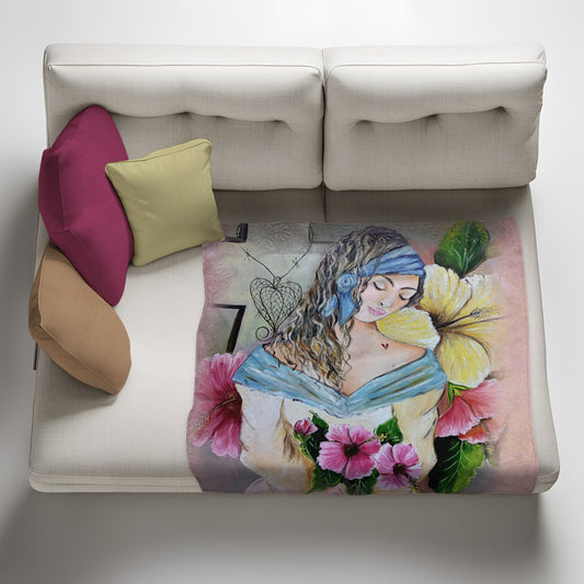 Rest Among Flowers Light Weight Fleece Blanket by Lanie's Art