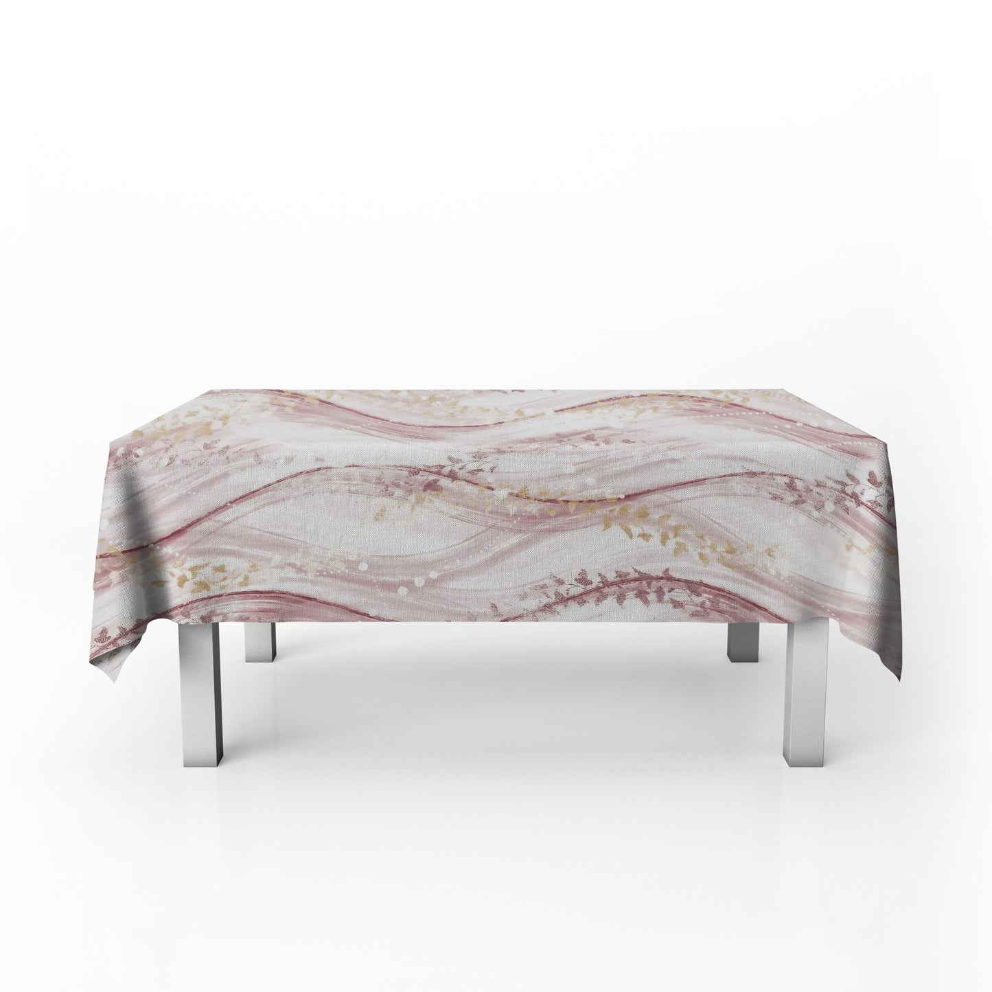 Mauve Waves on White Rectangle Tablecloth