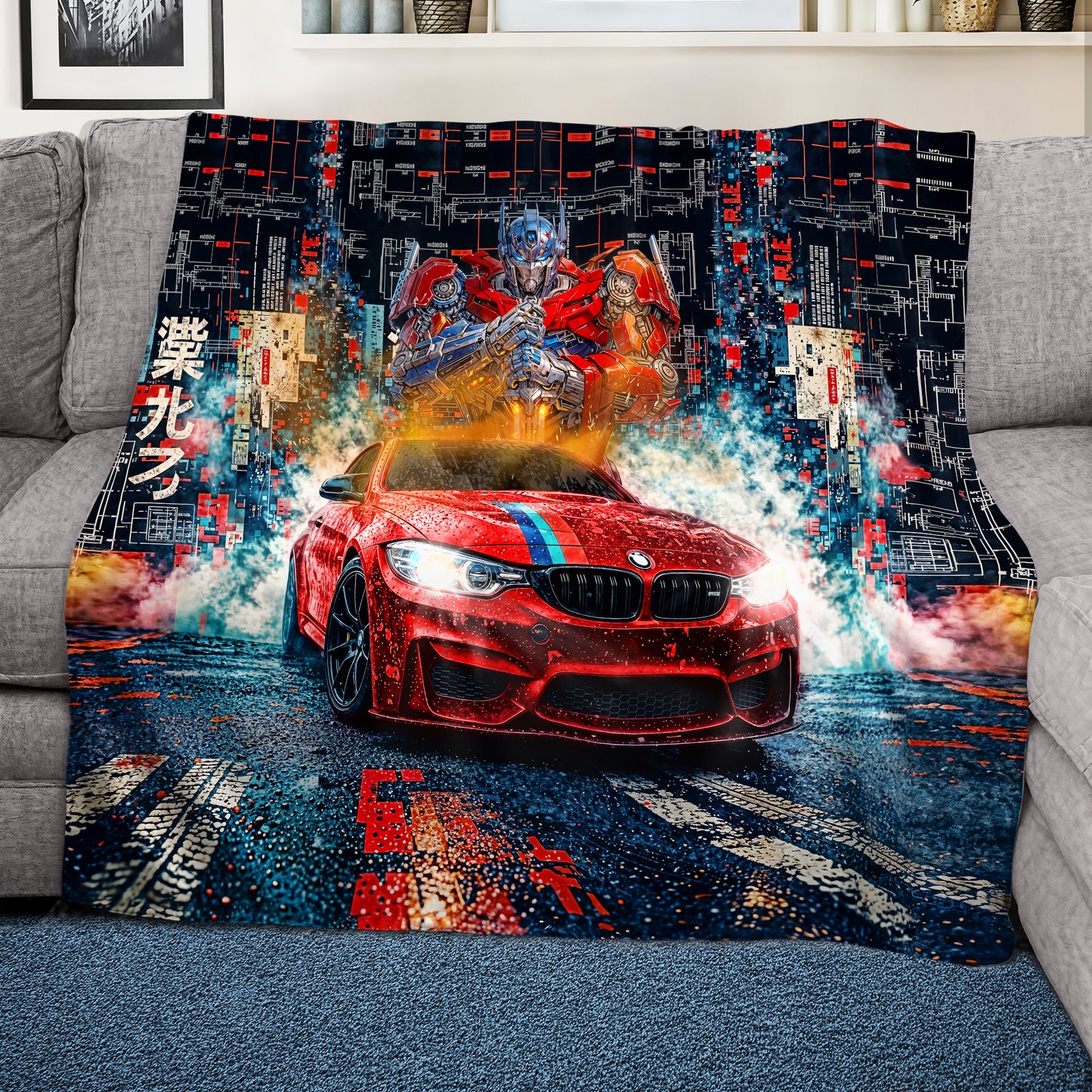 Mech Cyber Racing Light Weight Fleece Blanket
