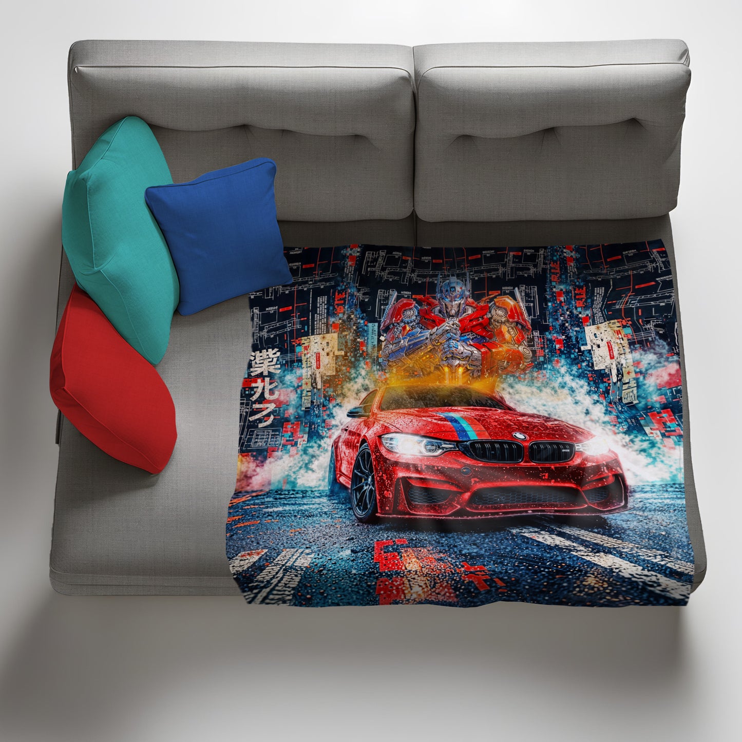 Mech Cyber Racing Light Weight Fleece Blanket