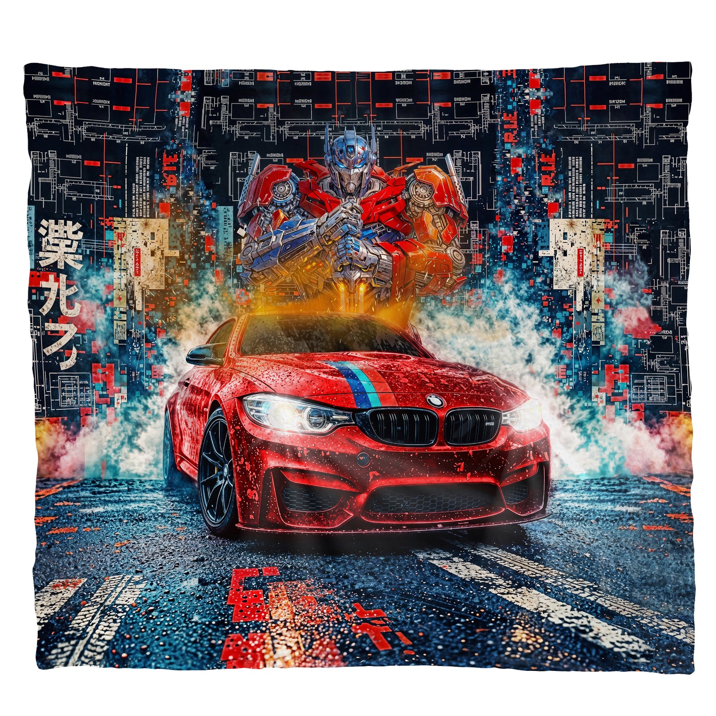 Mech Cyber Racing Light Weight Fleece Blanket