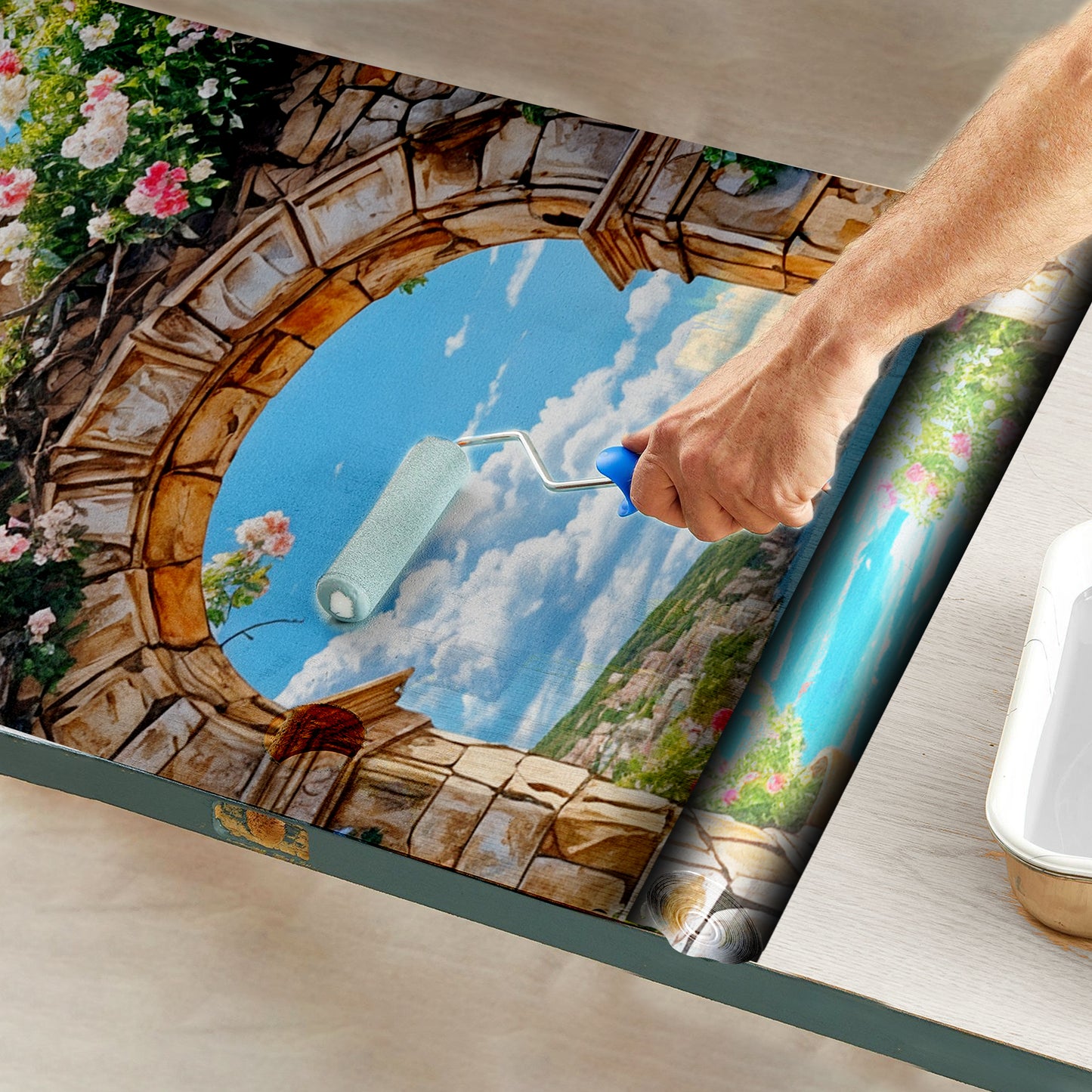 Medeterranian Sea Door Decoupage