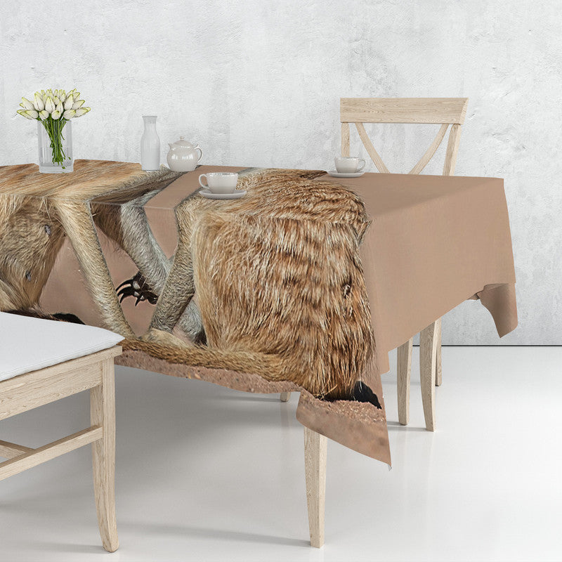 Meerkat Baby with Mom By Fanie Heymans Rectangle Tablecloth