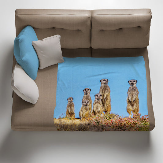 Meerkat Stare Light Weight Fleece Blanket by Fanie Heymans