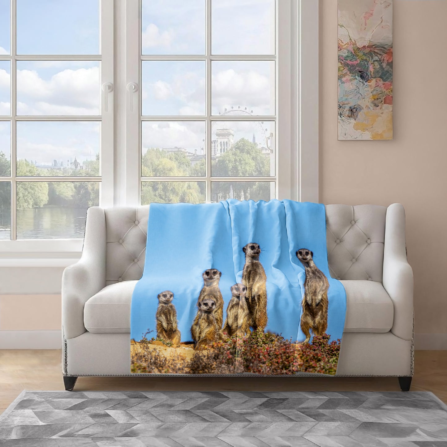 Meerkat Stare Light Weight Fleece Blanket by Fanie Heymans