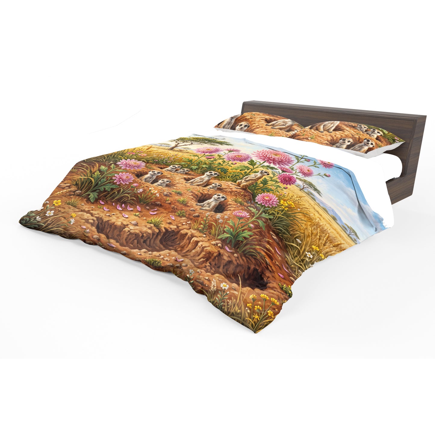Meerkats & Pink Floral Duvet Cover Set