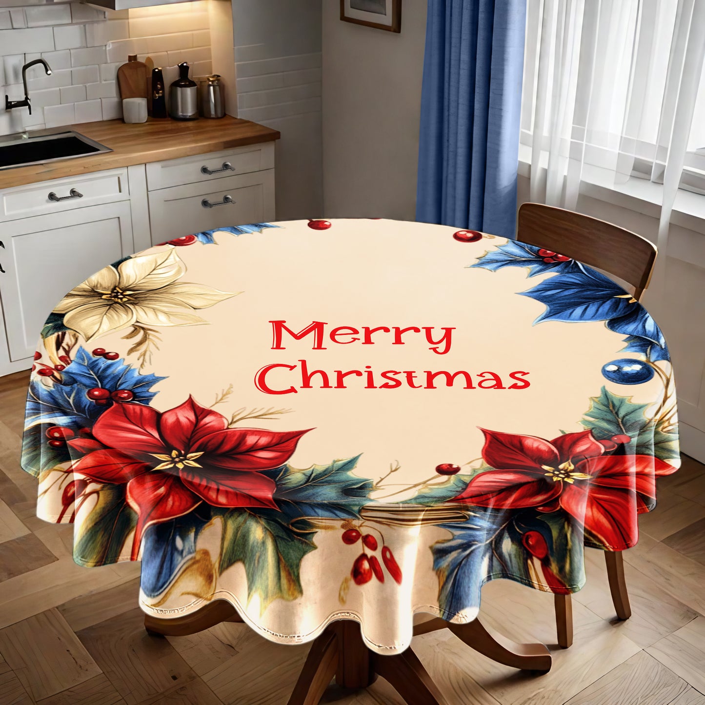 Merry Christmas Round Tablecloth