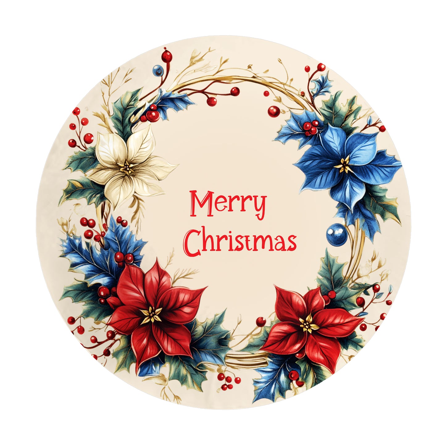 Merry Christmas Round Tablecloth