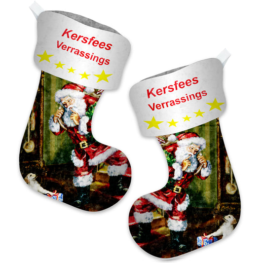 Santa and Puppy Christmas Gift Stockings