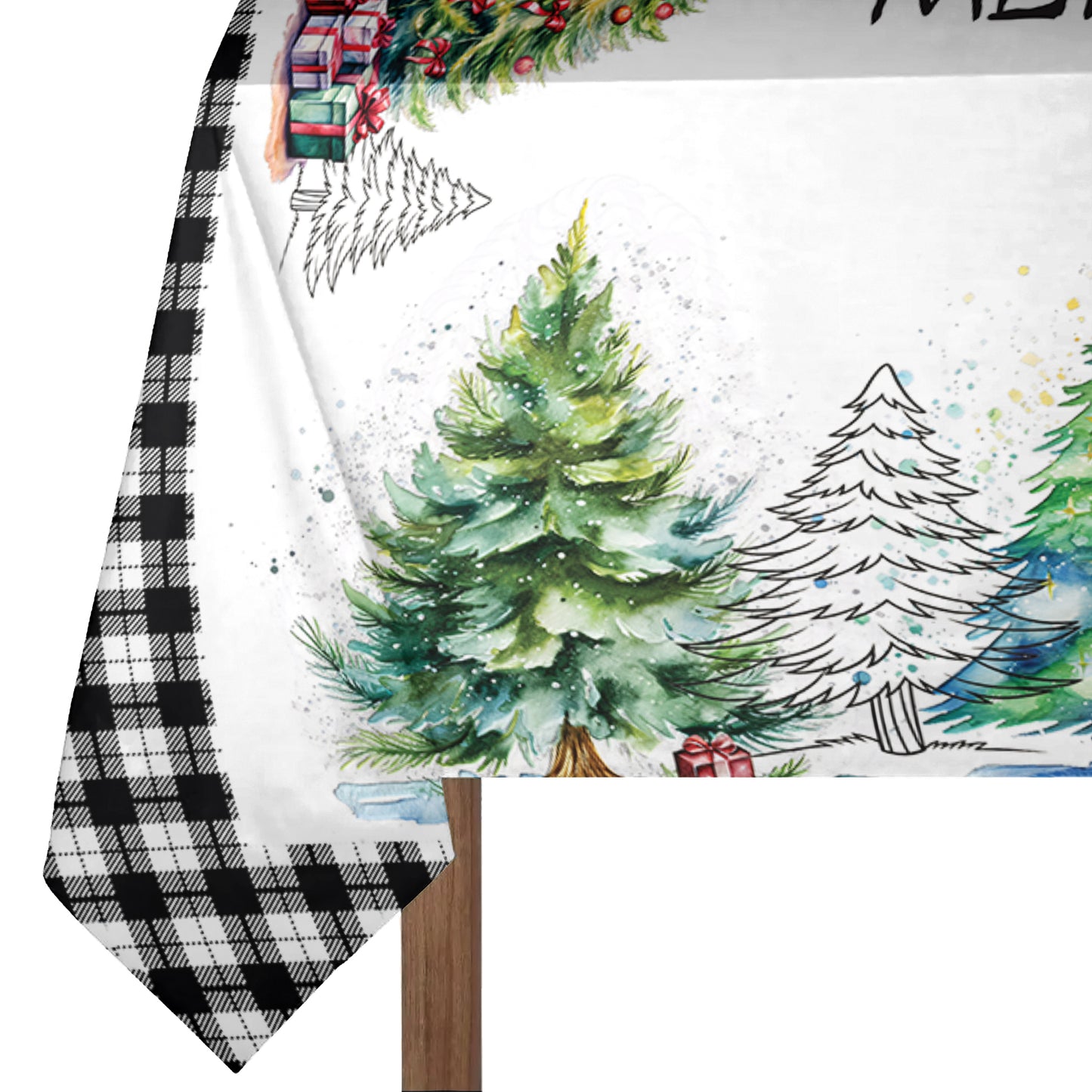 Merry Christmas Trees Rectangle Tablecloth