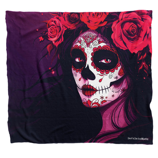 Mexican Style Sugar Skull Light Weight Fleece Blanket by Wikus Schalkwyk