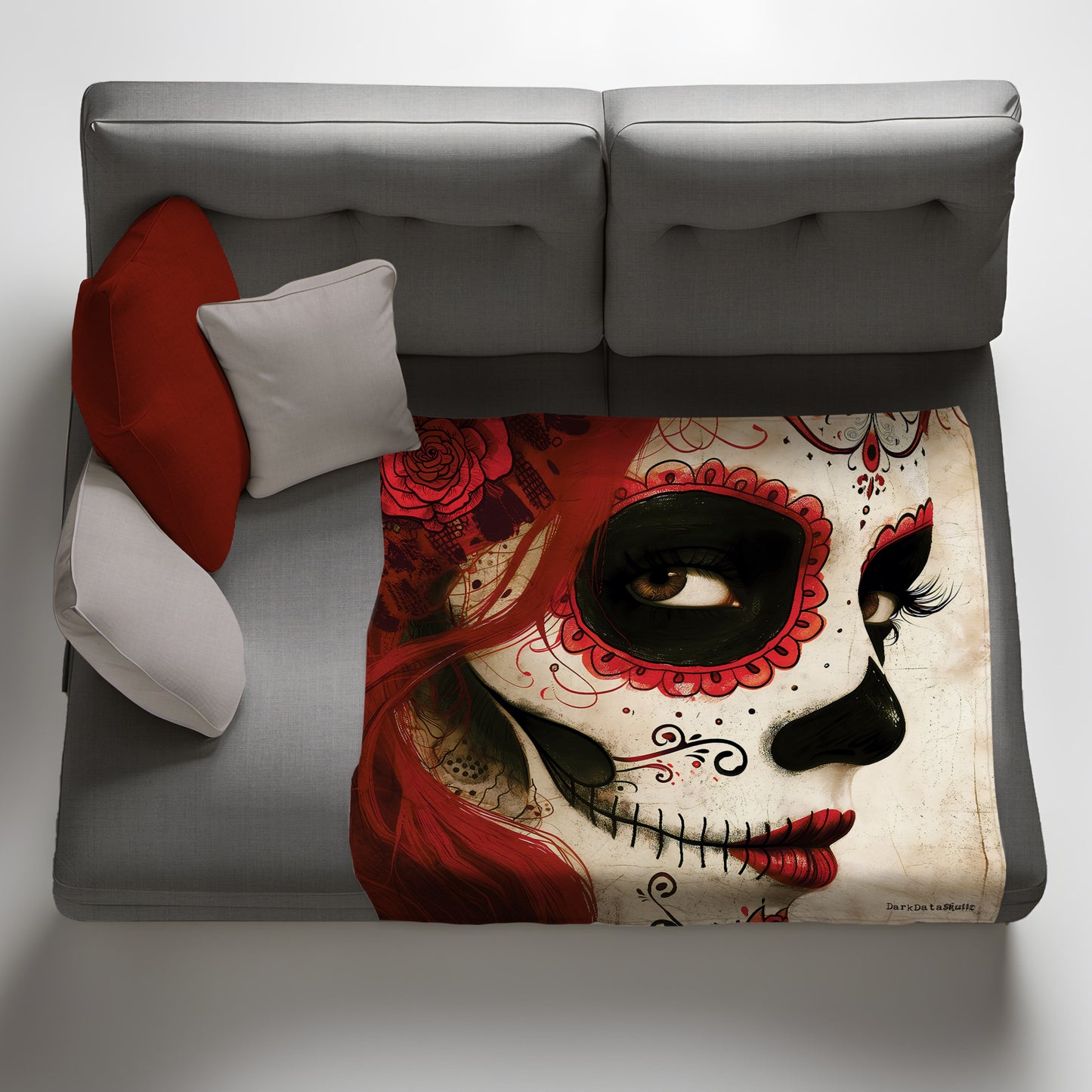 Mexican Sugar Skull Portrait Light Weight Fleece Blanket by Wikus Schalkwyk