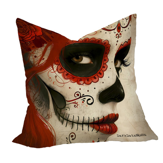 Mexican Sugar Skull Portrait Square Luxury Scatter By Wikus Schalkwyk