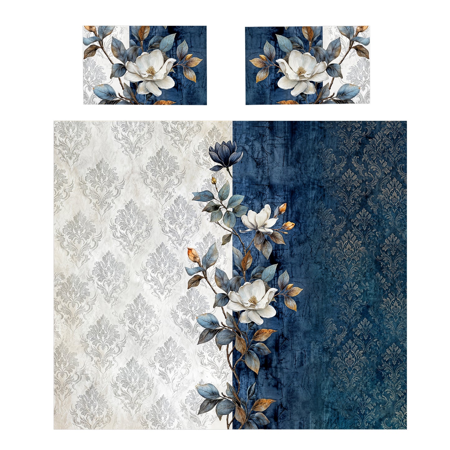 Midnight Divide Magnolia Duvet Cover Set