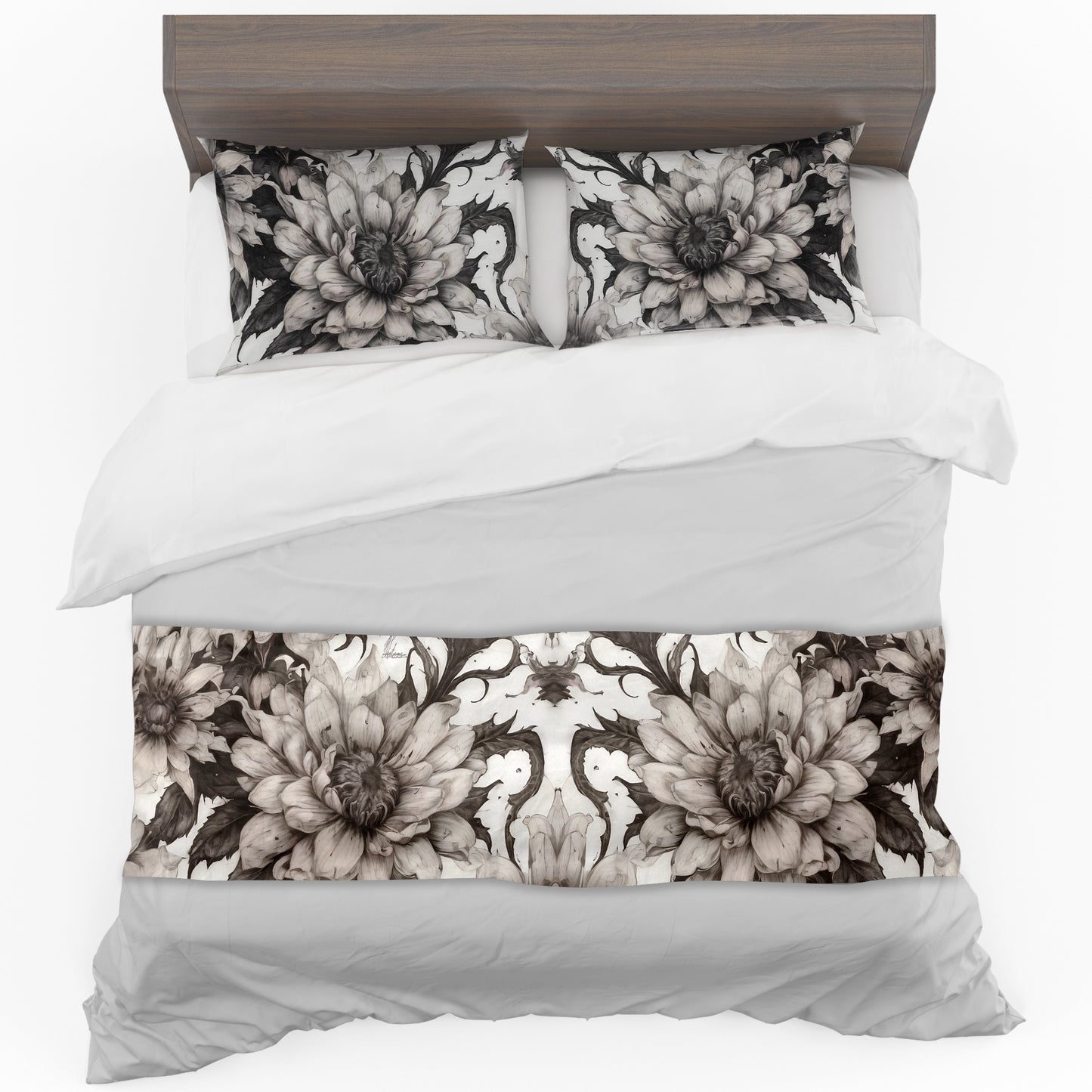 Midnight Garden Flowers By Nathan Pieterse Bed Runner and Optional Pillowcases