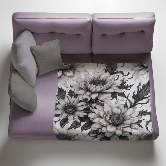 Midnight Garden Flowers Light Weight Fleece Blanket by Nathan Pieterse