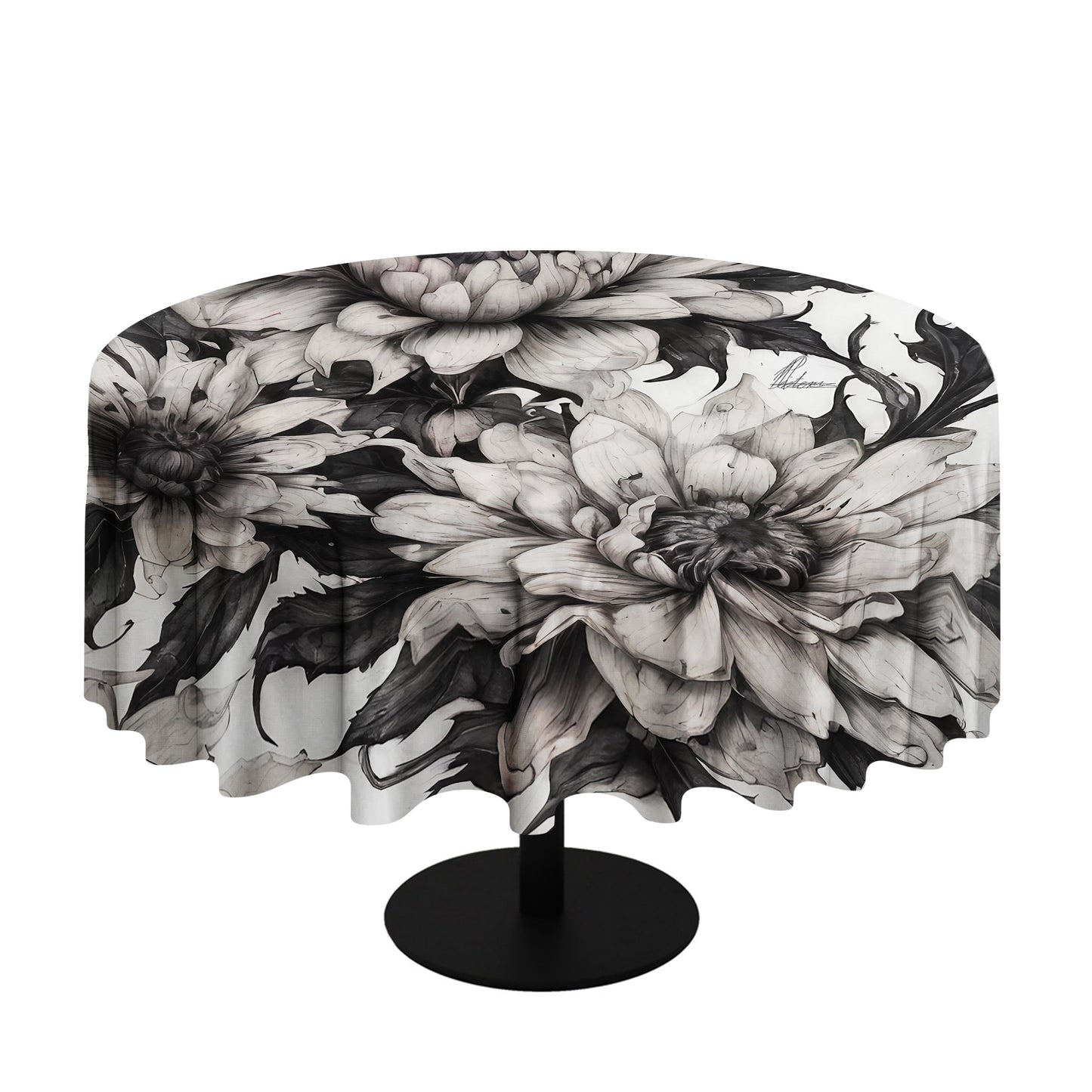 Midnight Garden Flowers Round Tablecloth By Nathan Pieterse