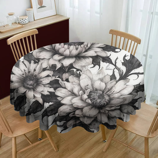 Midnight Garden Flowers Round Tablecloth By Nathan Pieterse