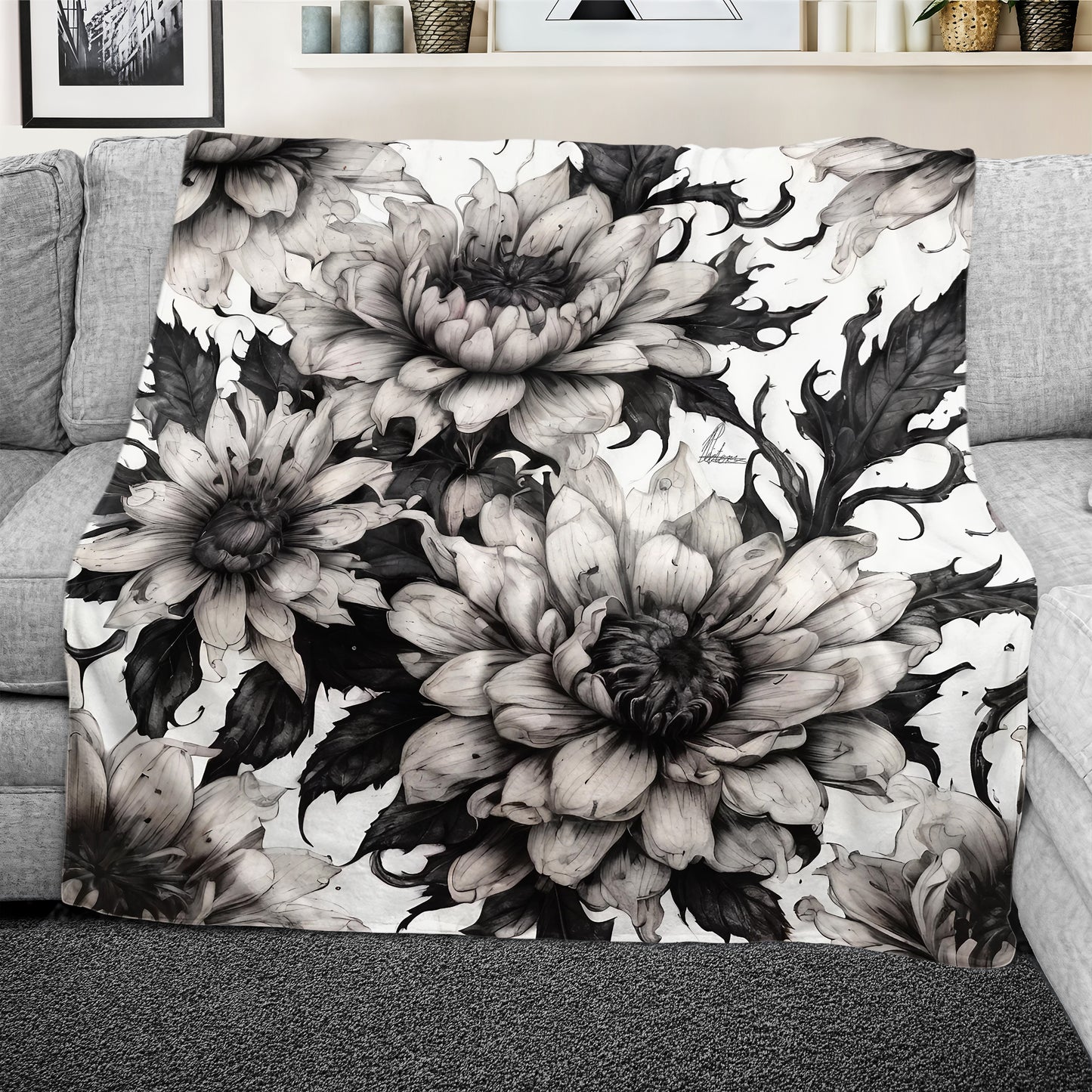 Midnight Garden Flowers Light Weight Fleece Blanket by Nathan Pieterse