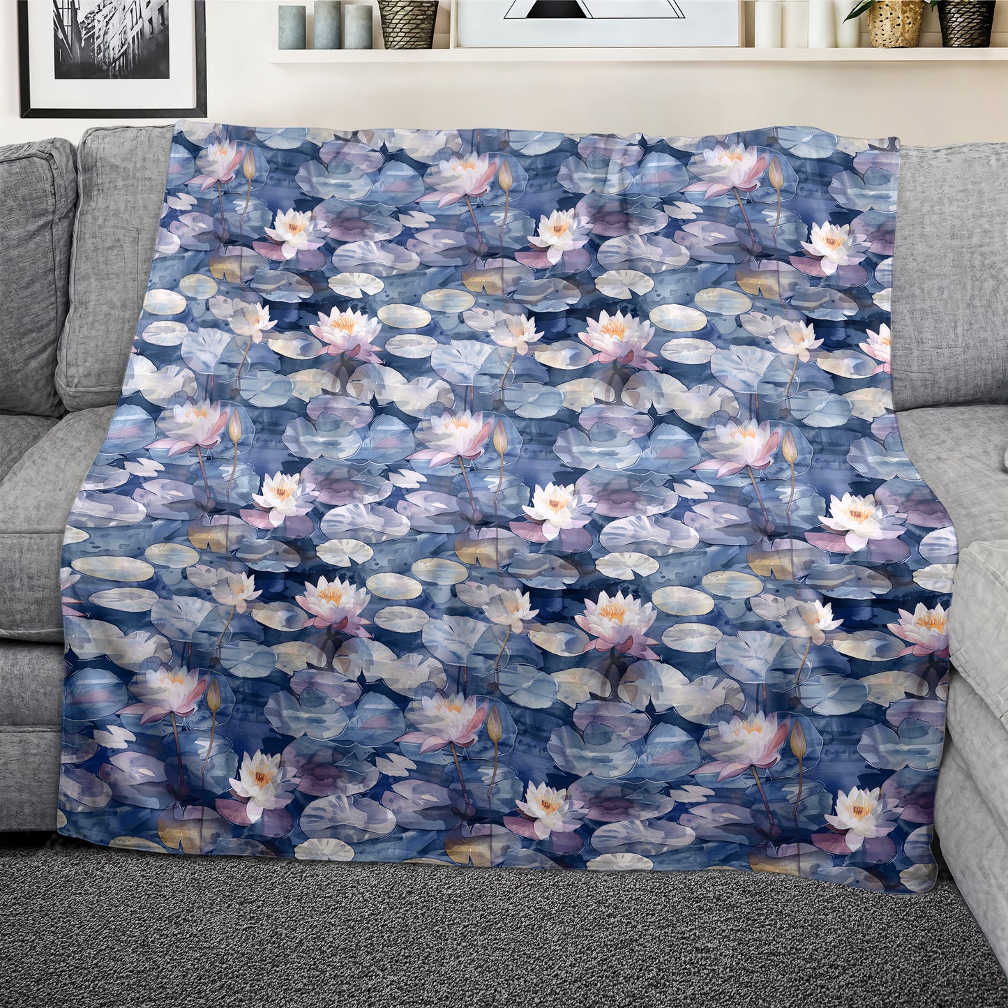 Midnight Lilies Light Weight Fleece Blanket