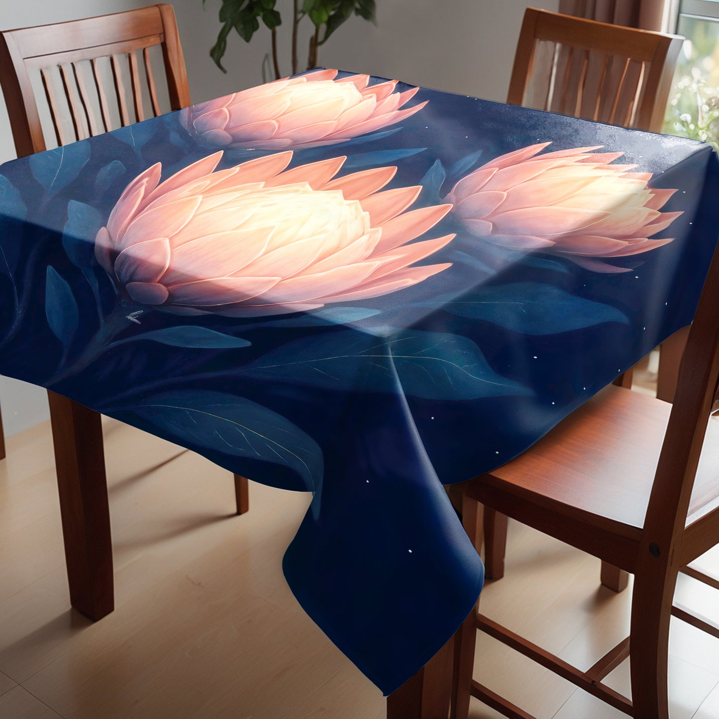 Midnight Protea Square Tablecloth by Nathan Pieterse