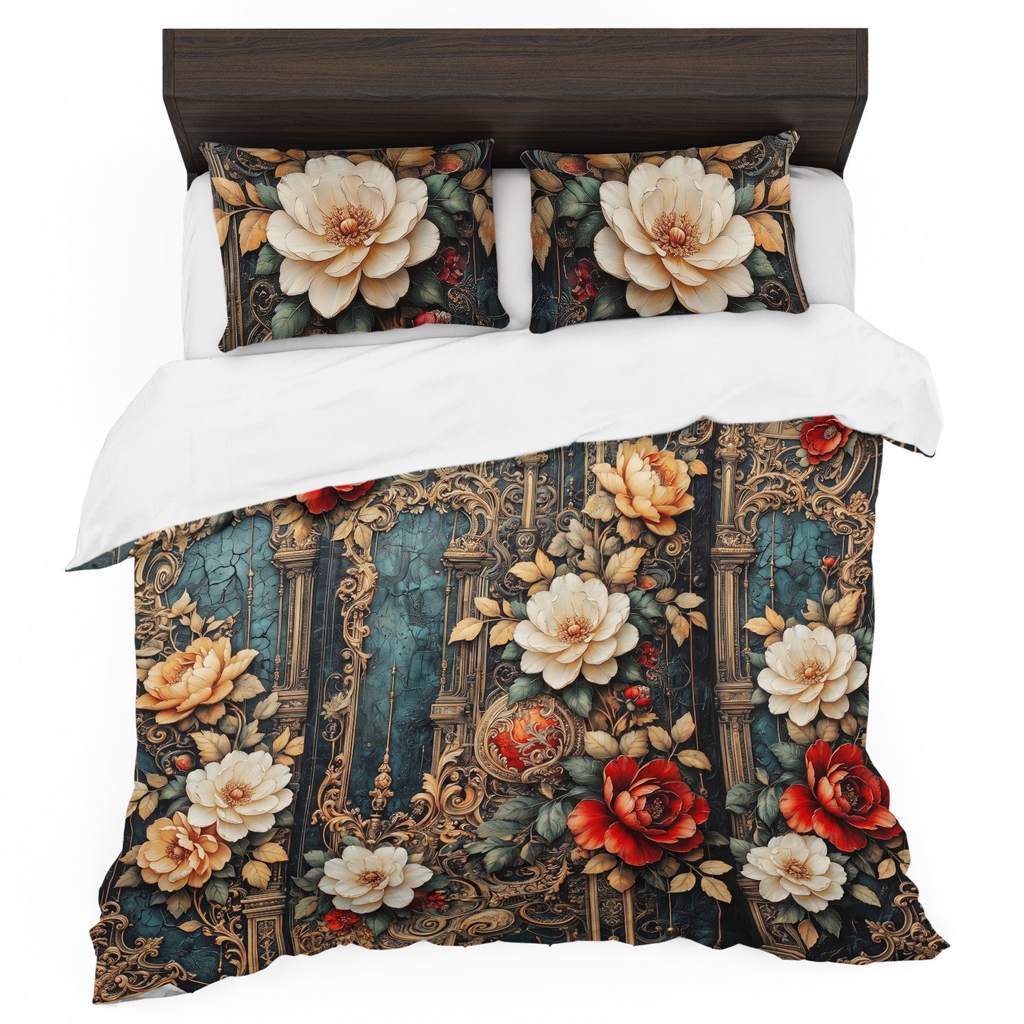 Midnight Rococo Floral Duvet Cover Set